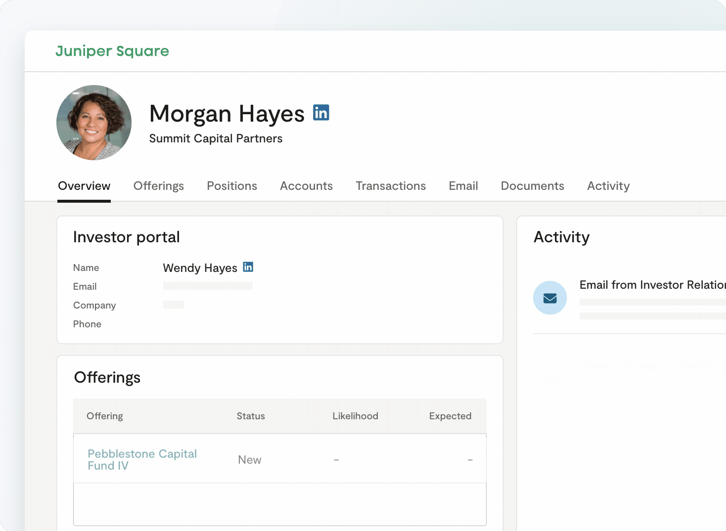 CRM Contact page
